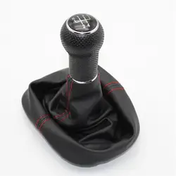 For VW Polo 6N1 6N2 1994 1995 1996 1997 1998 1999 2000 Car 5 Speed Gear Lever 12mm Hole Car Shift Knob Leather Boot Red Line