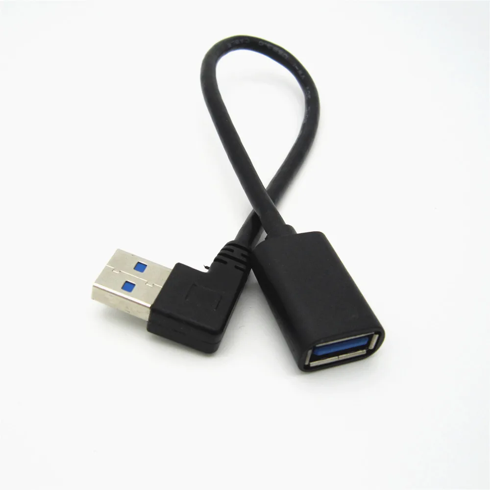 Adaptador de Cable de extensión USB 3,0 macho a USB 3,0 hembra, 50cm, 90 grados, transmisión rápida, izquierda/derecha/arriba/abajo, 30CM