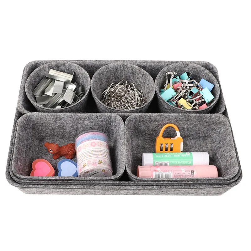 

8-piece Set Felt Storage Organizer Bag Multifunction Desktop Sundries Case Snacks tool storage Box Drawer Organizer Felt Bags