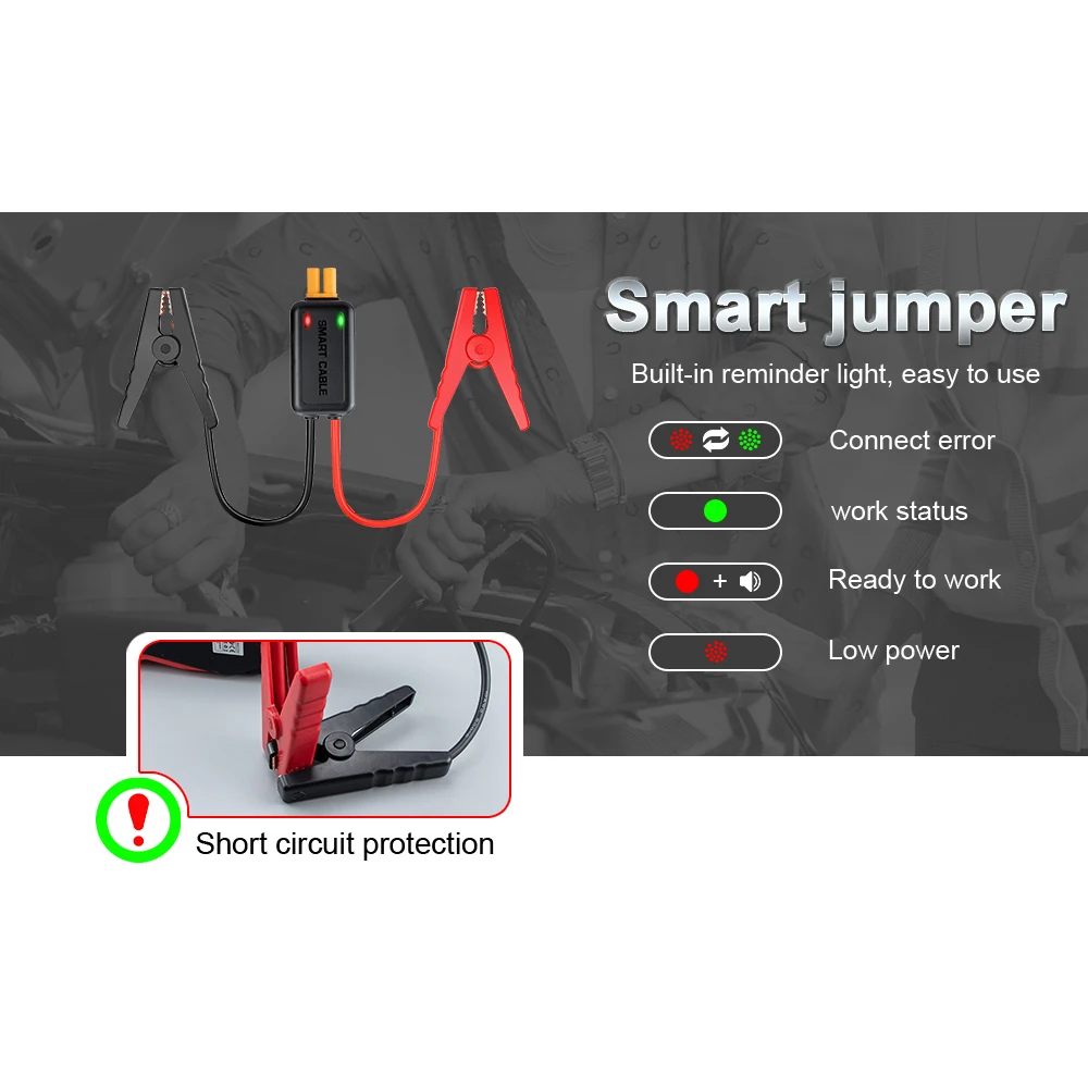 camason smart clips For Car Jump Starter Booster Cables Auto Emergency Car Battery Clamp Accessories Red-black Wire Clip