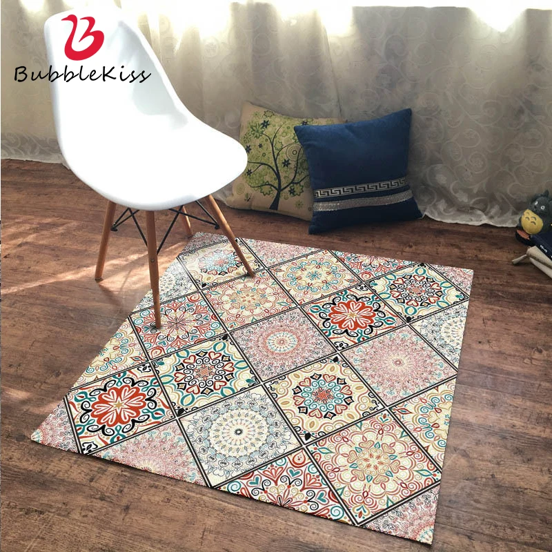 Bubble Kiss Nordic Vintage Geometic Pattern Carpets for Living Room Home Decor Non-slip Area Rug For Bedroom Customized Mats