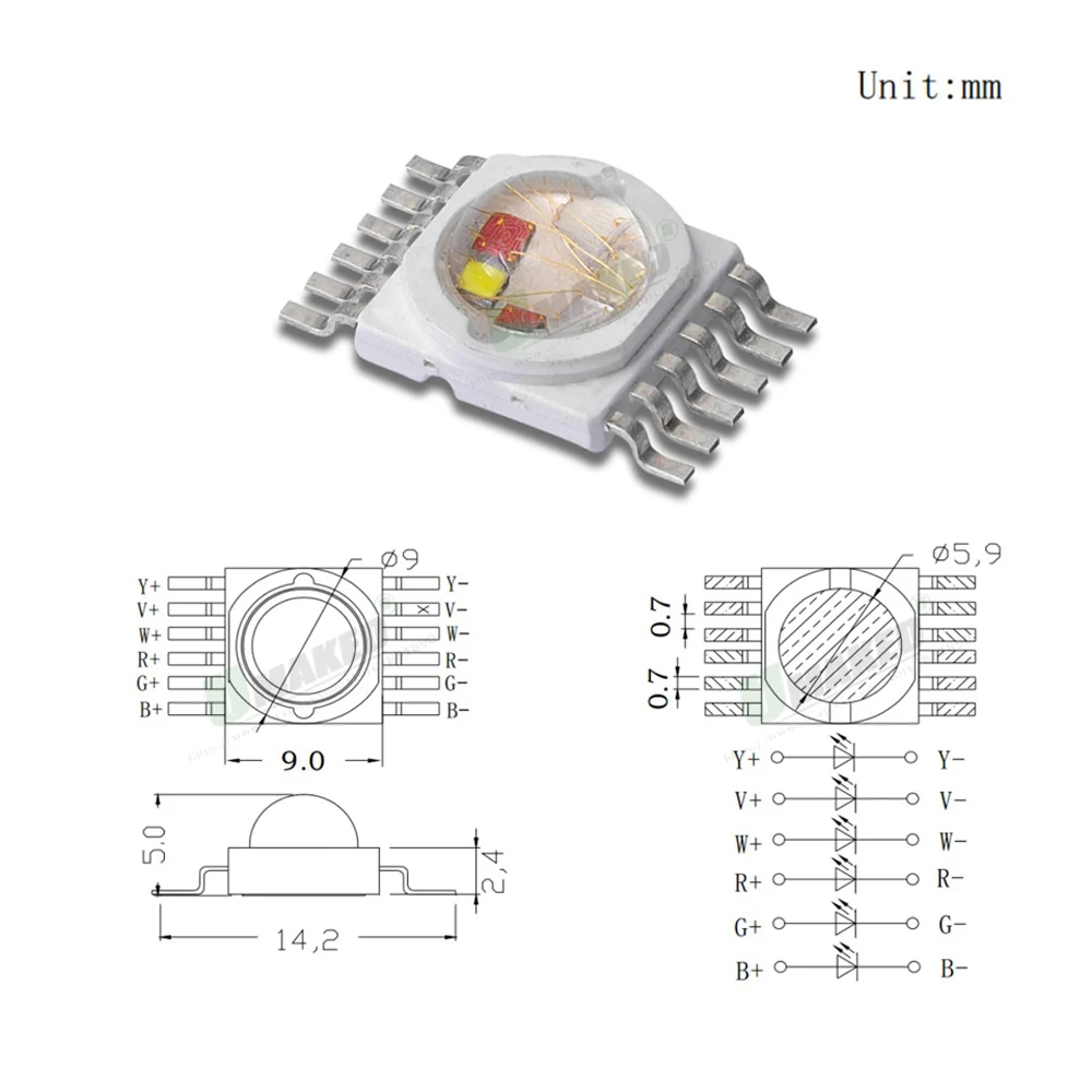 High Power LED Chip 18W 12W 9W 4Pin 6Pin 8Pin 10Pin 12Pin COB SMD Stage Light Doide RGB RGBW RGBWW RGBWY RGBWYV LED Light Beads