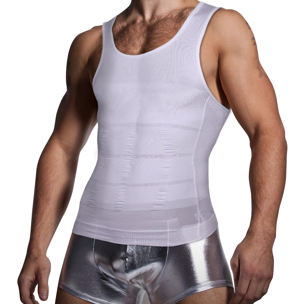 Camiseta sin mangas de compresión de pecho para hombre, chaleco moldeador de Cuerpo Adelgazante, camisas ajustadas de Abdomen y Abs, ropa de entrenamiento para pérdida de peso en el gimnasio