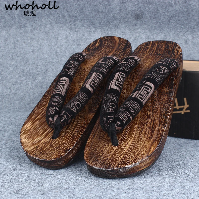 WHOHOLL Geta Anime Cosplay disfraces, sandalias japonesas Geta, zapatos planos de madera, zuecos, chanclas, verano, hombre