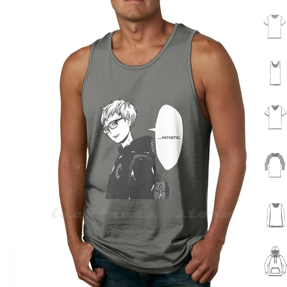 Tsukishima Kei Vest Tank Top Cotton Sleeveless Haikyu Anime Manga Karasuno High School Volleyball Manga Cap Pathetic Tsukishima