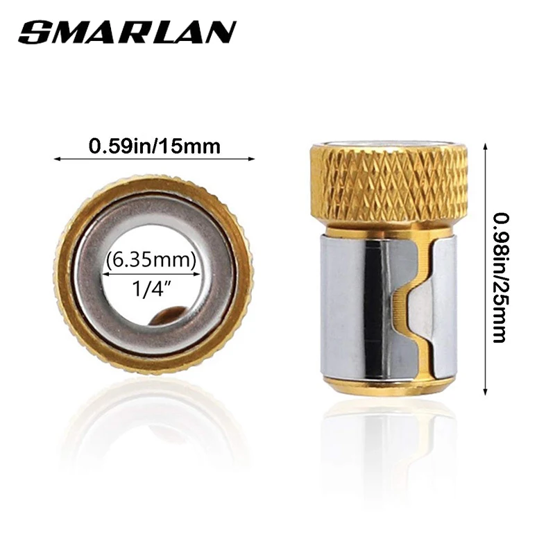 SMARLAN 3pcs 1/4” Metal Screwdriver Bit Magnetic Ring For 6.35mm Shank Anti-Corrosion Drill Bit Magnet Powerful Ring Tool Parts