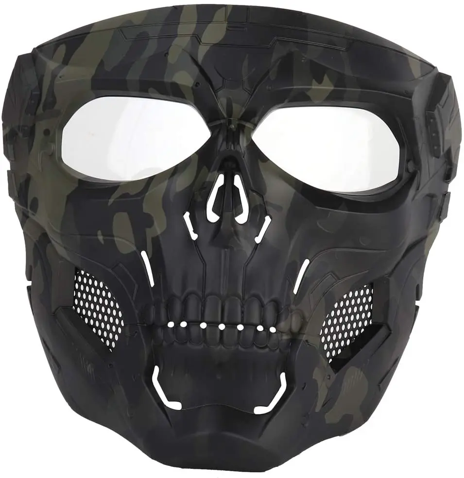 Airsoft Mask,Full Face Masks Skull Skeleton with Goggles Impact Resistant Army Fans Supplies Tactical Masks