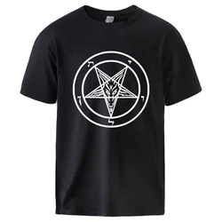 Pentagram Gothic Occult Mens Cotton T shirts 2020 New Summer Casual Short Sleeve Tops Male Fashion High Quality T shirts Tee