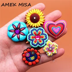 Luxury Colorful Exotic Flowers Shoe Charms Accessories Sunflower Daylily Shoe Buckle Decorations fit X-mas Party Gifts U275