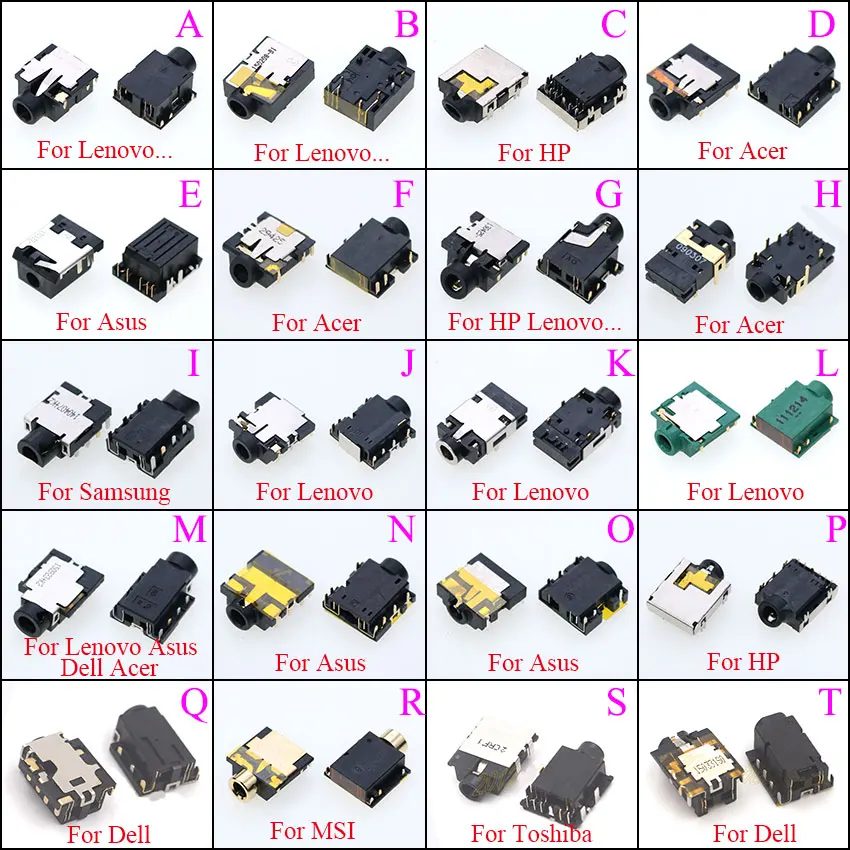 ChengHaoRan 1pcs Laptop Audio Jack Connectors Port Socket Set For Acer Asus Lenovo HP Dell Toshiba Samsung MSI