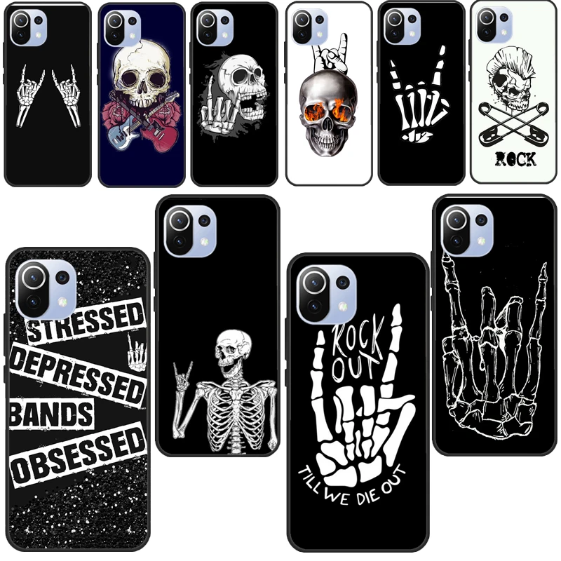 Rock Roll Skull Skeleton hands For POCO X3 Pro F3 F2 M3 Pro Case For Xiaomi Mi 11 Ultra Mi 9 10 Lite Mi 10T 9T Pro Coque