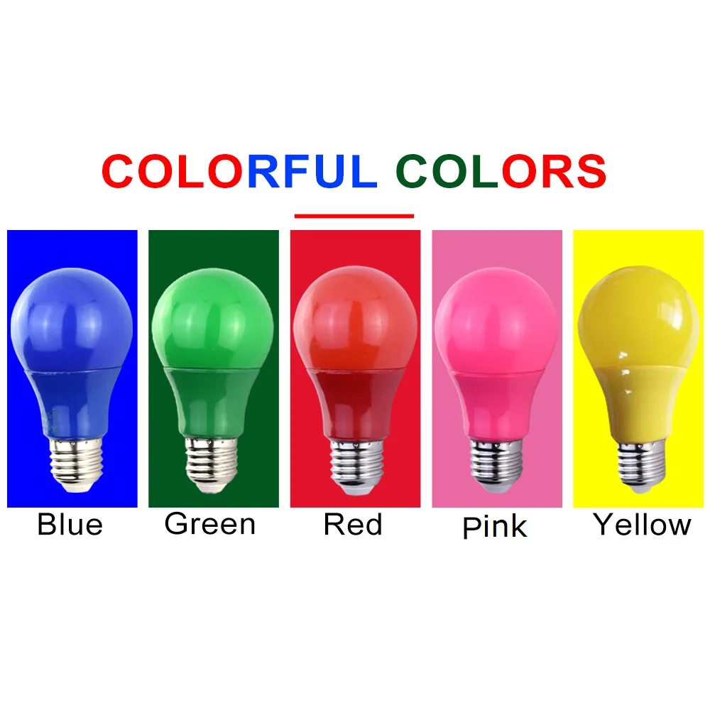 Bombillas LED E27 de colores, Lámpara decorativa de 5W, 7W, 9W, CA de 110V, 220V, para KTV, fiestas, museo, galería de arte, Pascua