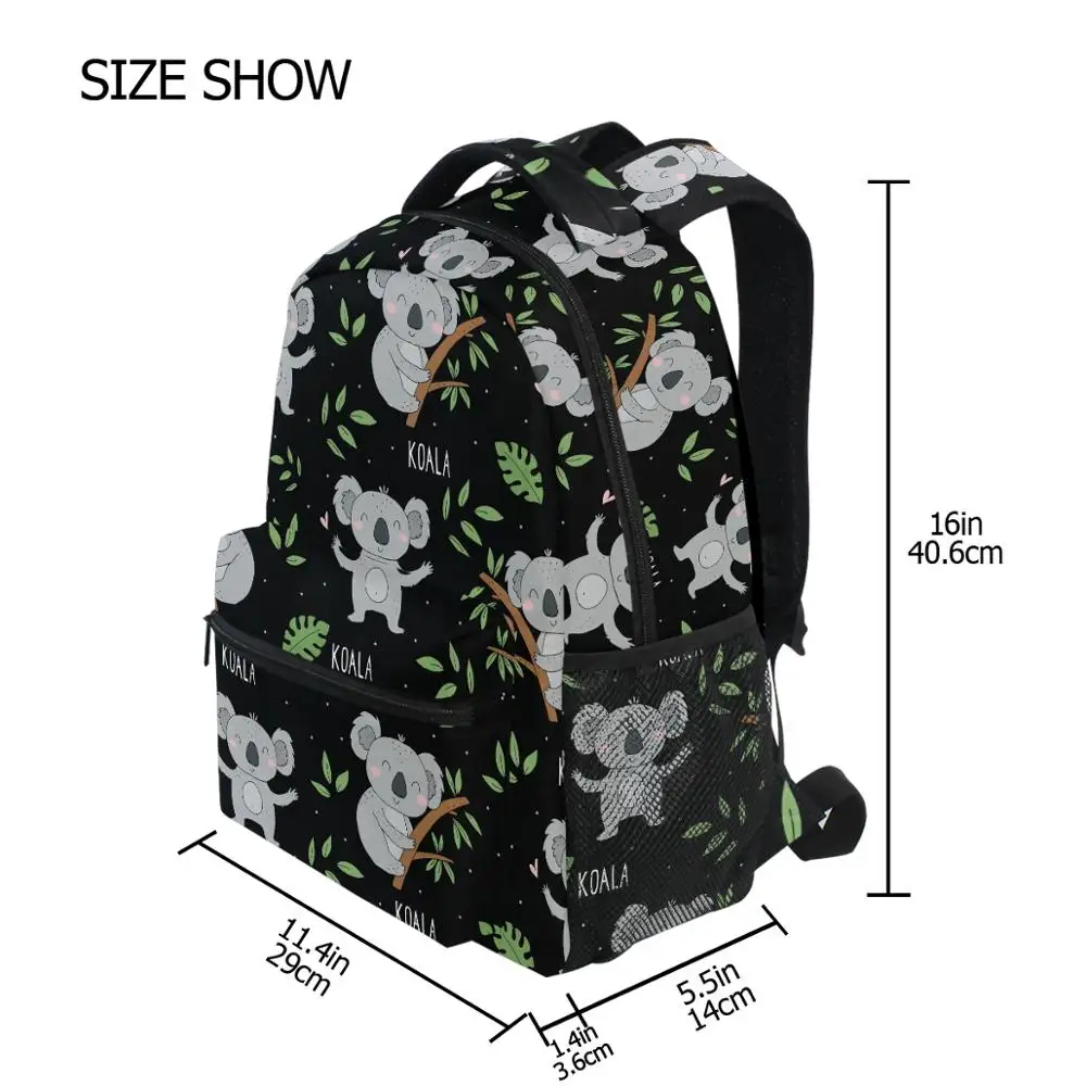 Teenagers School bag Boys and Girls School Backpack koala print black Backpack for Men Women Work Travel Laptop Backpack Mochila