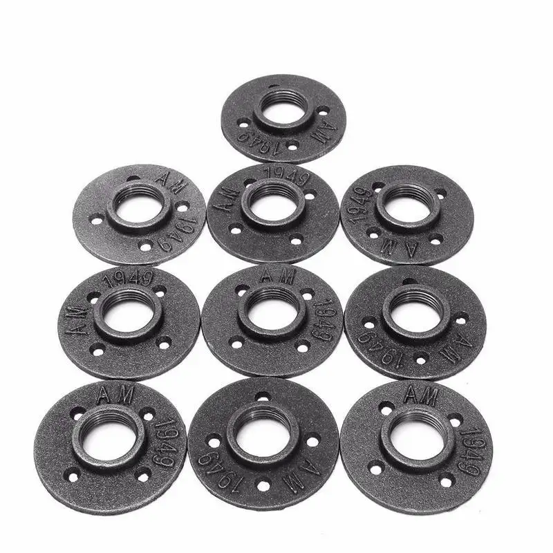 

COMBUYFIT 10PCS Flange Antique Durable Flange Threads Cast Iron Hardware Flange Key Fittings Replacement Accessories Wall Mounts