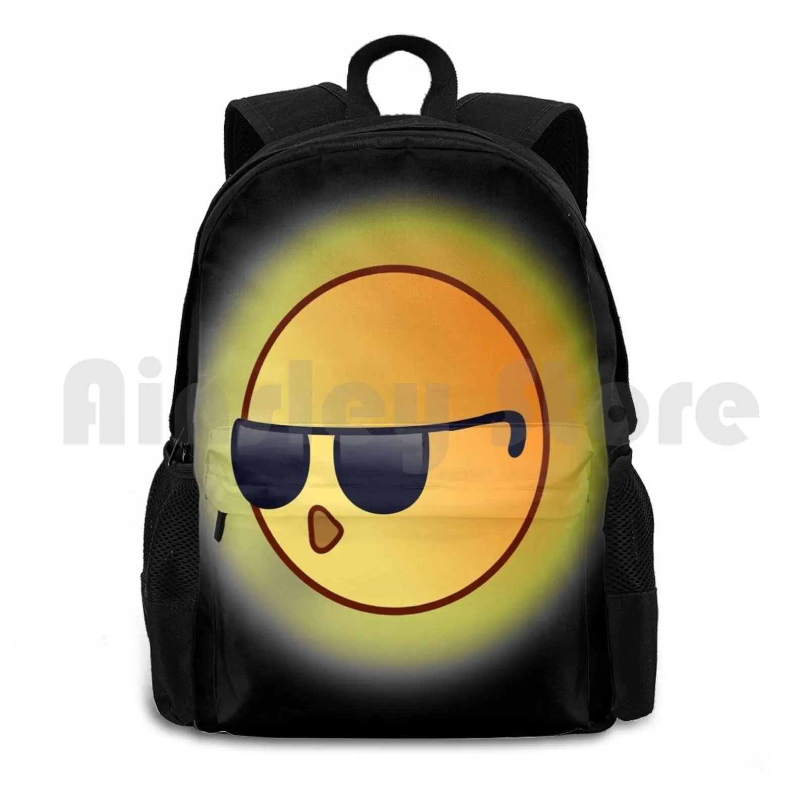 

Sun With Glasses Outdoor Hiking Backpack Riding Climbing Sports Bag Summer Sun Hot Glasses Cool Poggers Sunny Yellow Bright