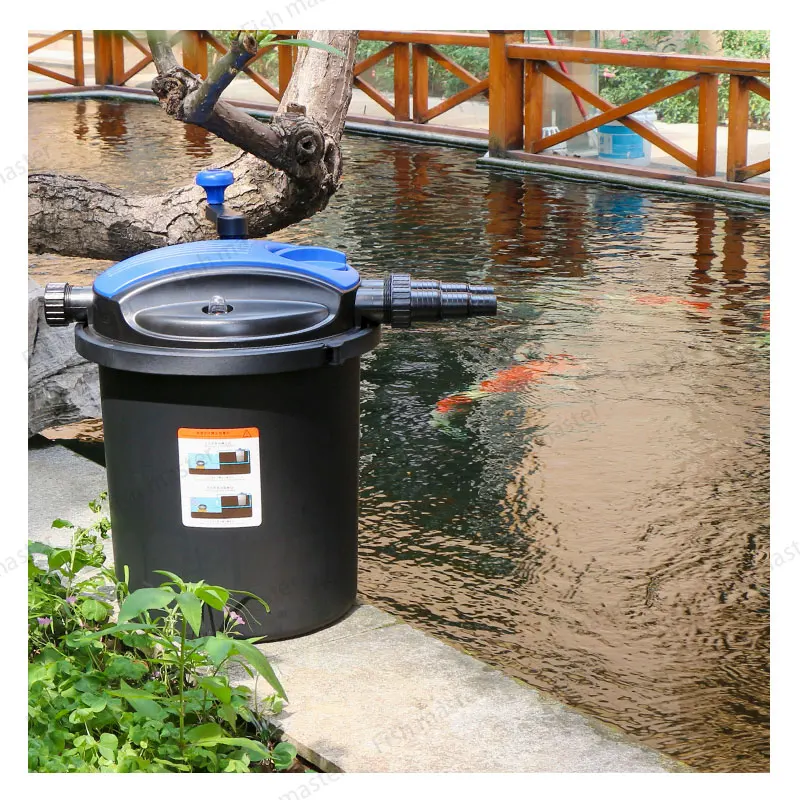 Koi fish pond filter filter equipment external pond fish farming filter bucket with UV ultraviolet rays to remove moss