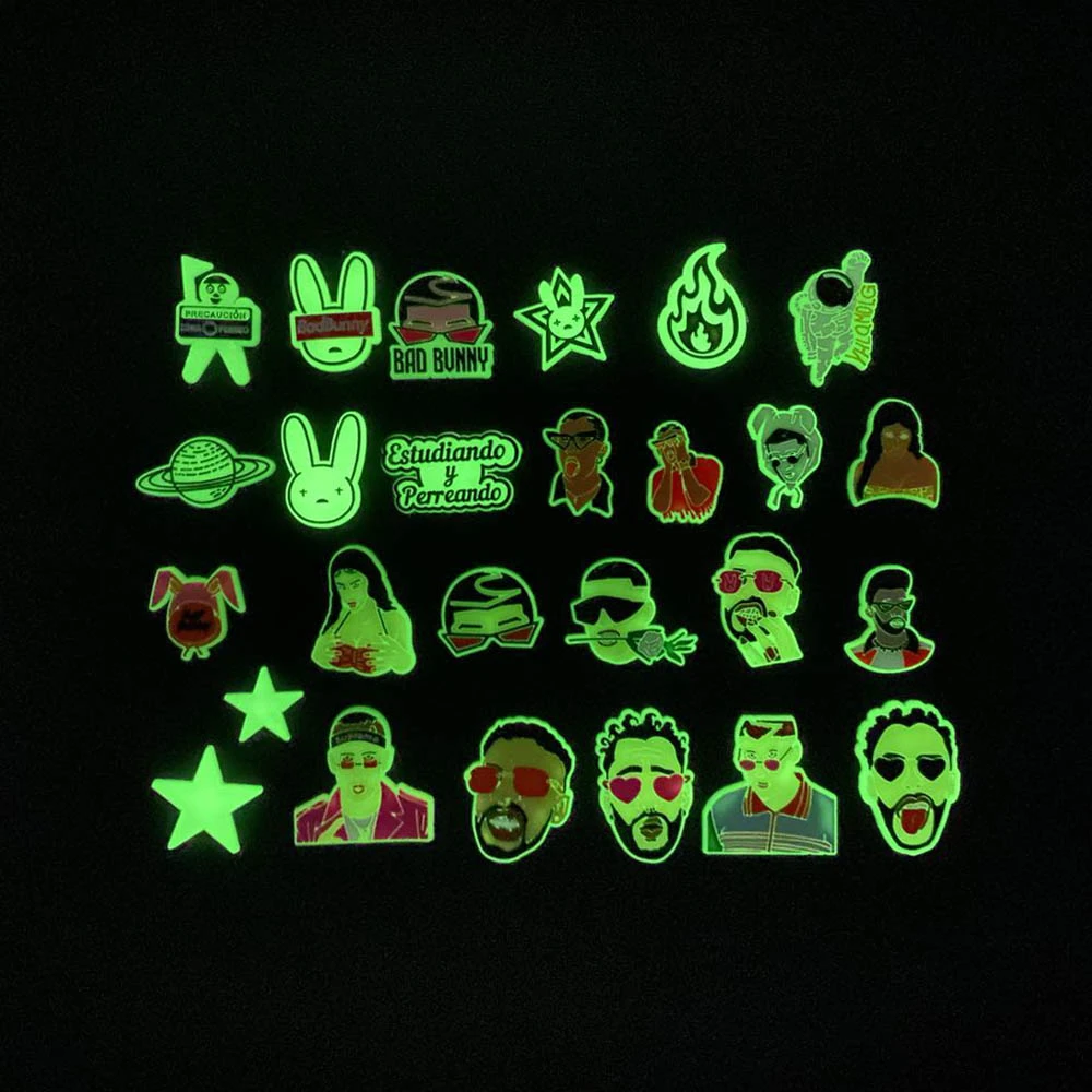 1pcs Glow in The Dark Shoe Charms PVC Accessoriess Shoe Decoration Bad Bunny for kids Adults Gifts