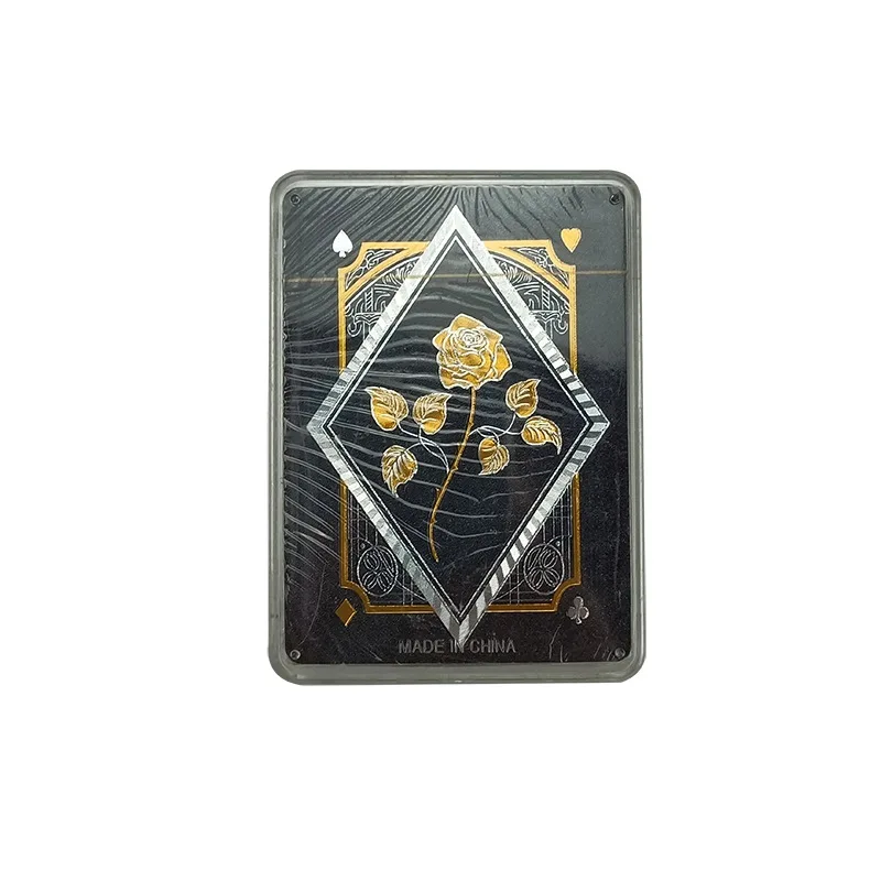 

Golden Foil Plastic PVC Playing Cards Waterproof Creative Black Color Goldenen Flower Poker