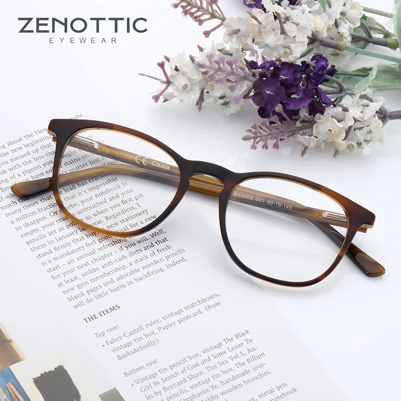 ZENOTTIC Fashion Business Style Acetate Square Glasses for Men Women Myopia Optical Eyewear Frame