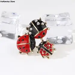 Fashion Enamel Red Ladybug Brooches for Women Cute Insect Rhinestone Brooch Pin Fashion Jewelry Christmas Gift Kids Ornament