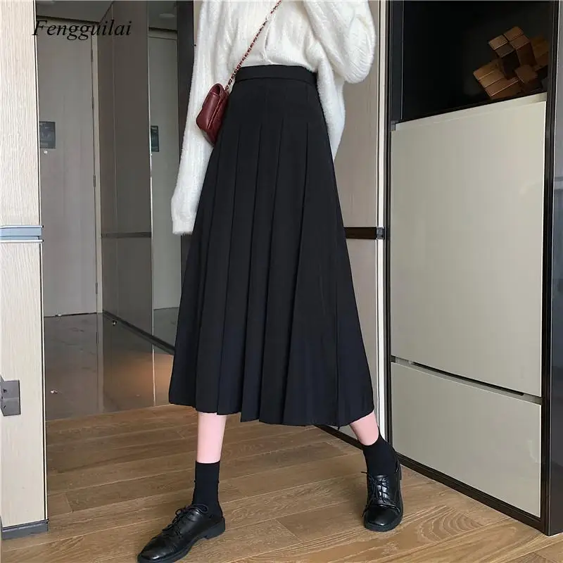 Autumn Spring 2021 New Korean Style High Waist Drop A-Line Mid Length Versatile Fashion Slim Skirt