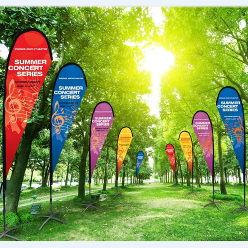 Flag Only Outdoor Advertising Event Custom Logo Teardrop Beach Flag Roadside Banner Company Promotional None Pole