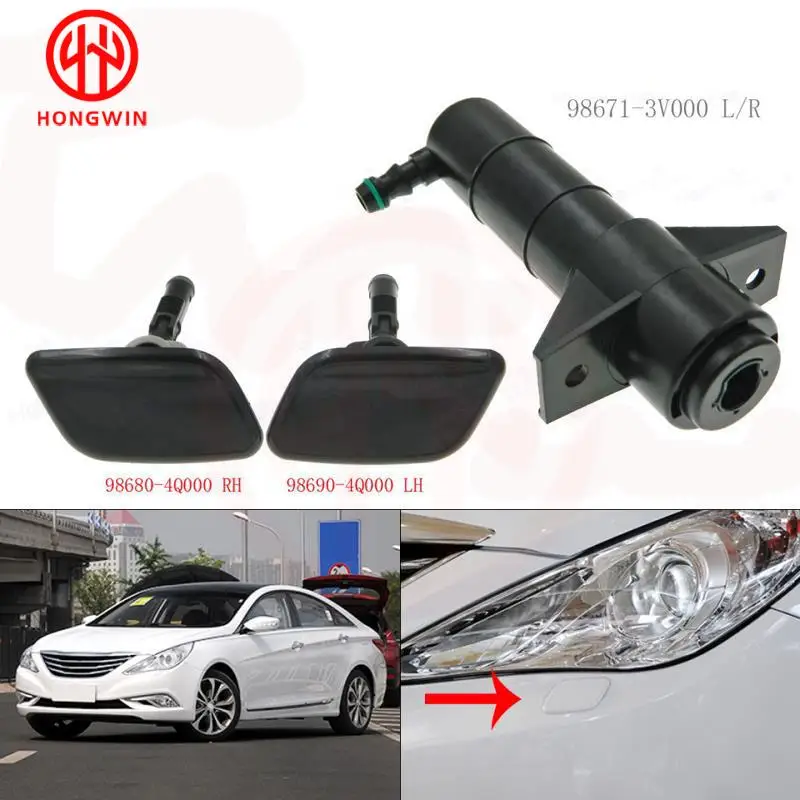 98671-3V000 Front Right&Left Headlamp Headlight Washer Spray Nozzle With Cover Cap For Hyundai Sonata 8 Azera 2011-2014