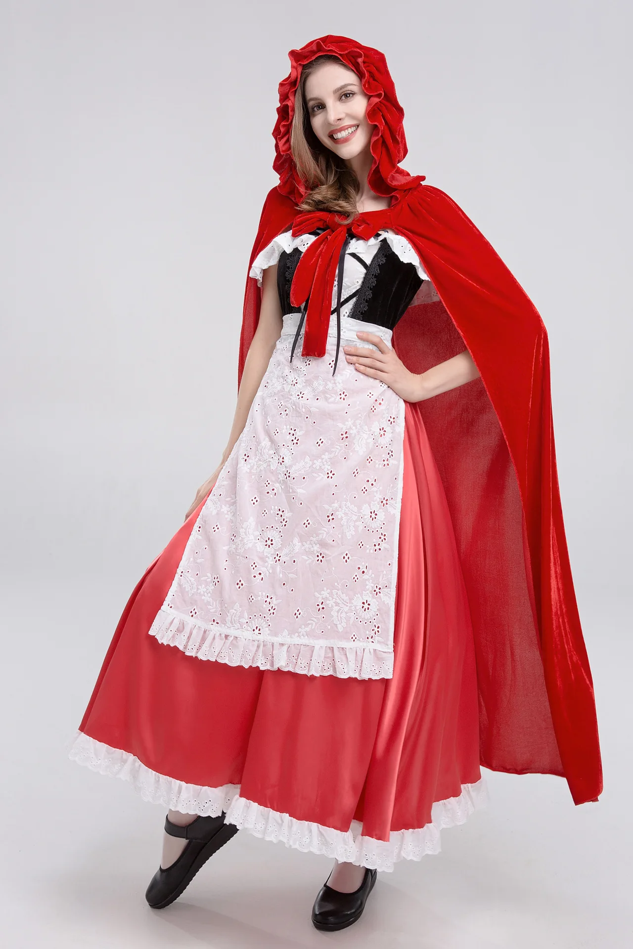 Little Red Riding Hood Costume adulto Cosplay Dress Party Nightclub Queen Service Costume Cosplay Costume da cameriera abito lungo mantello