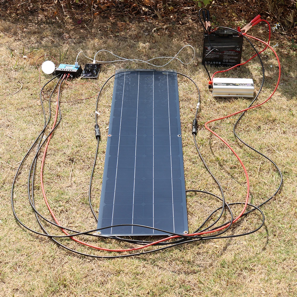 50W 100W Monocrystalline Flexible Solar Panel Kit 12V Battery Charger System For Home Camping Car RV Boat Off-grid Applications