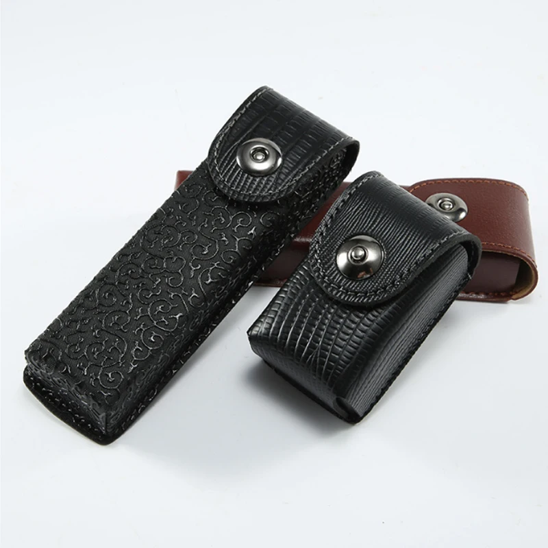 PU Cross Section Folding Reading Glasses Set Box Portable Hanging Belt Magnetic Buckle Leather Glasses Case