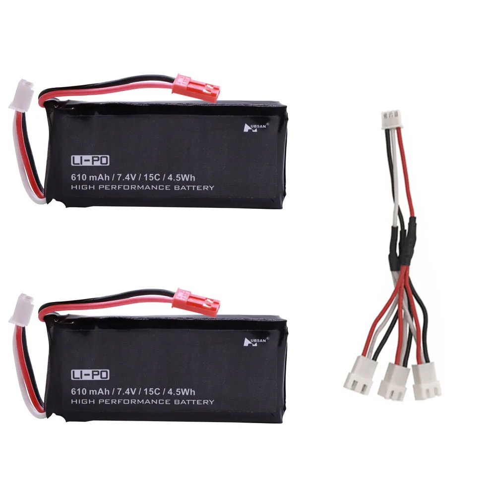 

2PCS 7.4v 610mah Li-Po Battery with charging cable for Hubsan X4 H502S H502E RC Quadcopter Spare Parts 7.4 V 15c 4.5Wh Battery