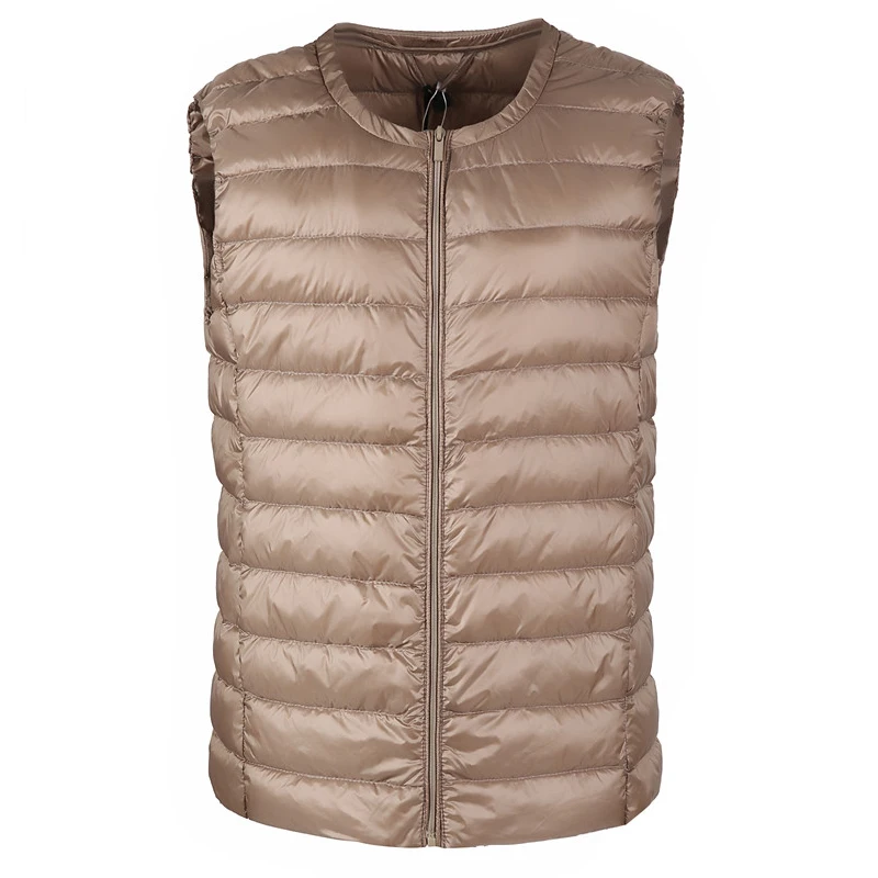 0-10 ℃ Herfst Winter Vrouwen Ultralichte Dunne Eendendendons Vest Mouwloos O-hals Vest Winddichte Puffer Dames Gewatteerde Jassen