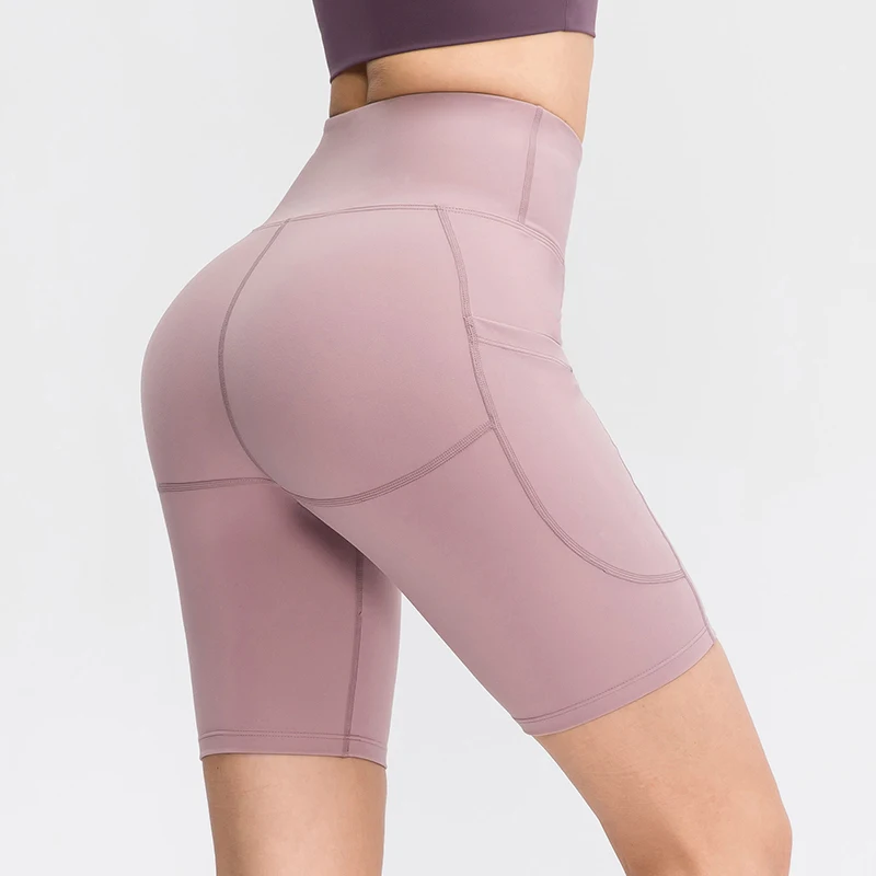 Women Gym shorts High Waist Seamless Yoga Shorts With Pocket Cycling Sports Leggings Running Workout Fitness Short Pant