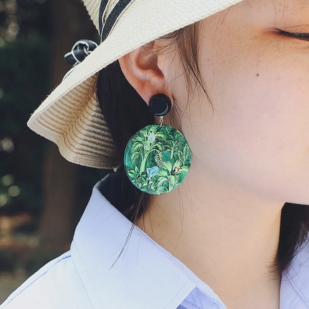 AENSOA  Colorful Acrylic Geometric Flowers Drop Earrings for Women Flora Graffiti Jewelry Dangle Earring Pendant Wholesale