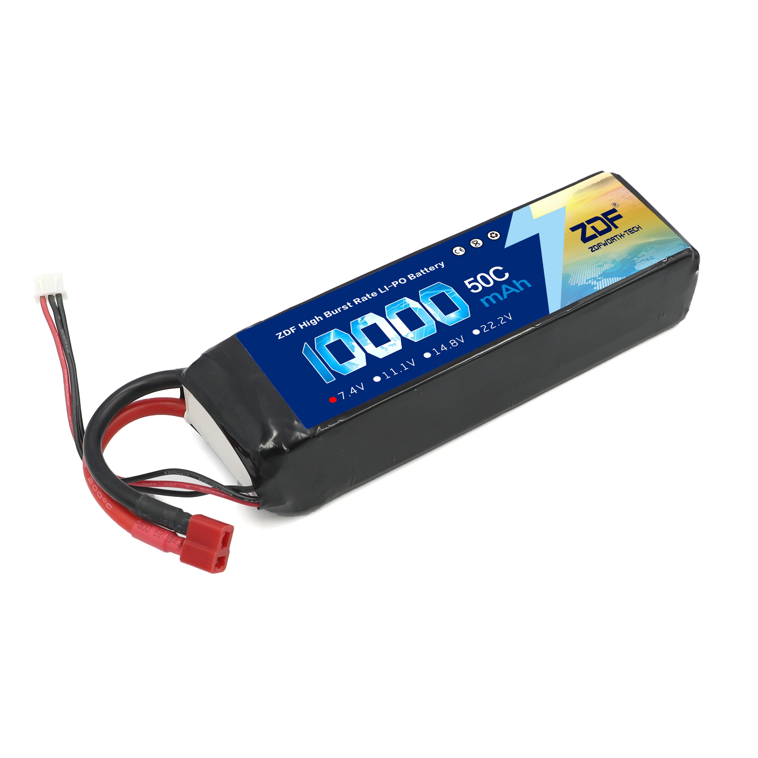 ZDF Lipo Battery 2S 7.4V 10000mah 50C Max 100C XT90 / XT60/ T Plug For Rc Airplane Traxxas Car Truck