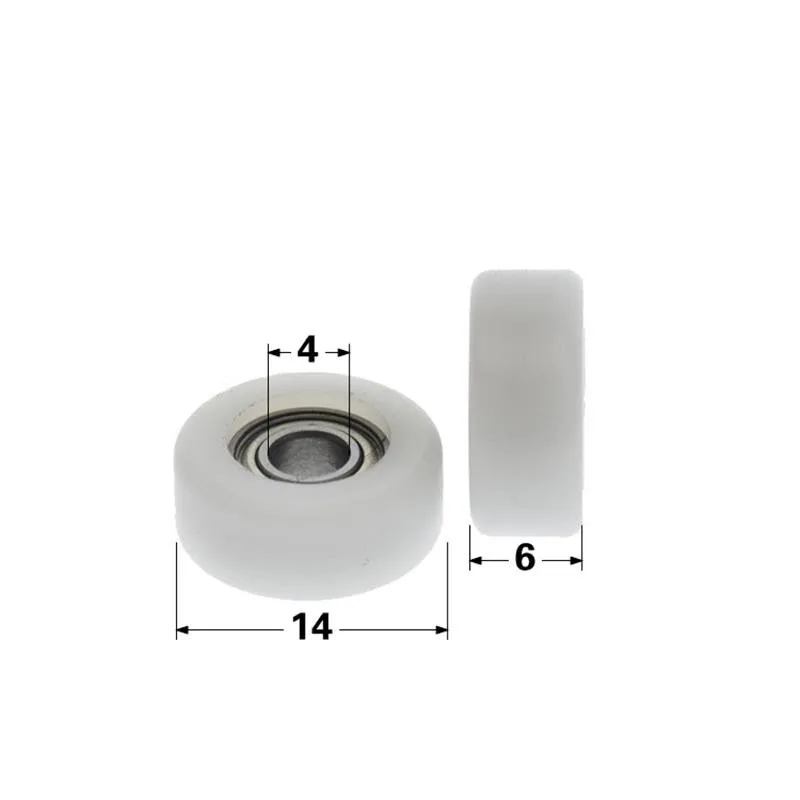 20pcs/100pcs 4*14*6mm 684ZZ Miniature Bearing POM Plastic Coated Pulley Flat Wheel Engineering Plastic Pulley 4x14x6