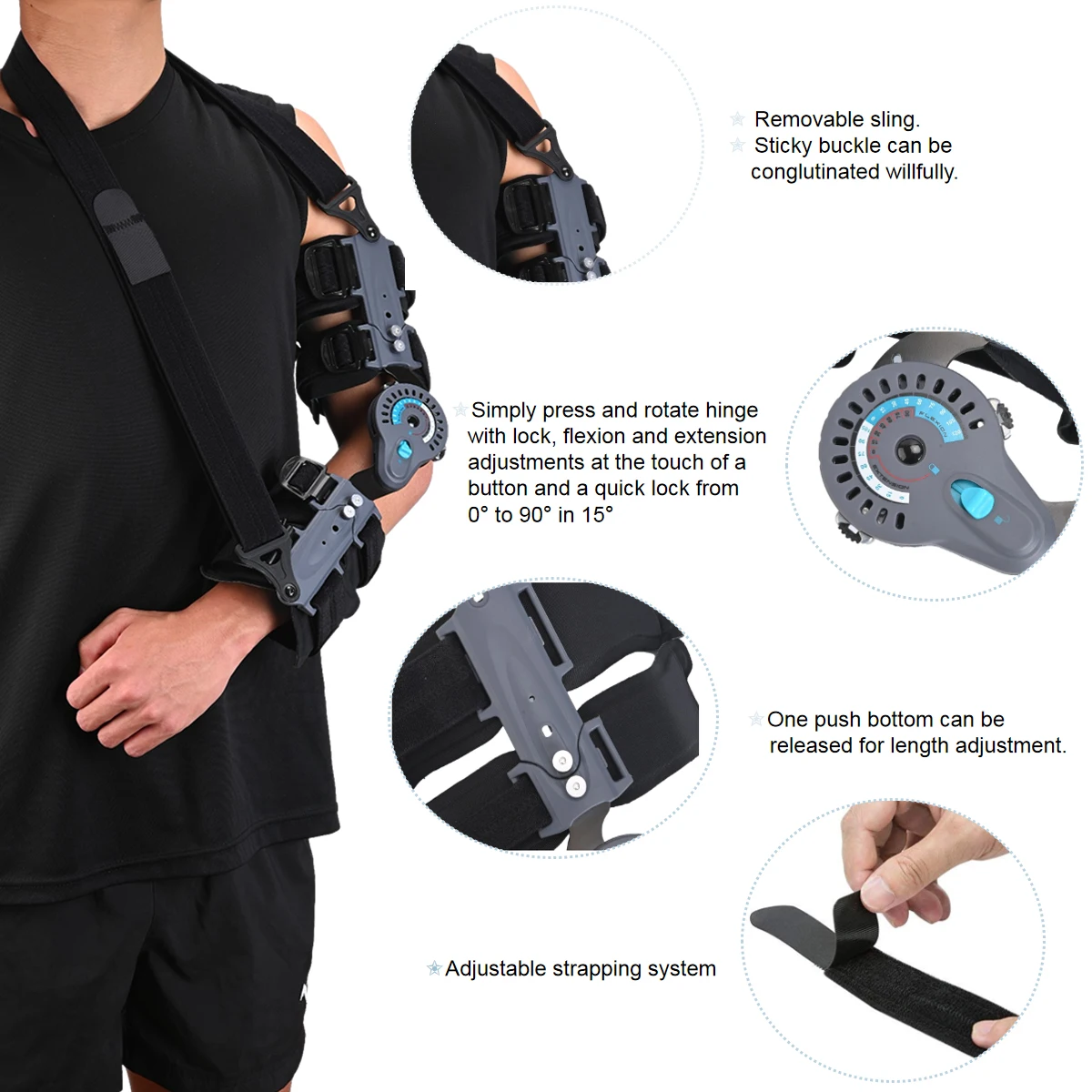 KOMZER Hinged Elbow Brace, Adjustable Post Surgery ROM Splint Stabilizer, Arm Injury Recovery Fracture Immobilization Support