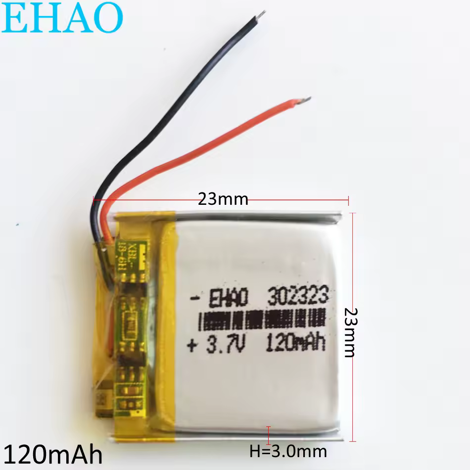 3.7V 120mAh Lithium Polymer LiPo Rechargeable Battery 302323 For Mp3 Bluetooth GPS Headphone Headphone Smart Watch