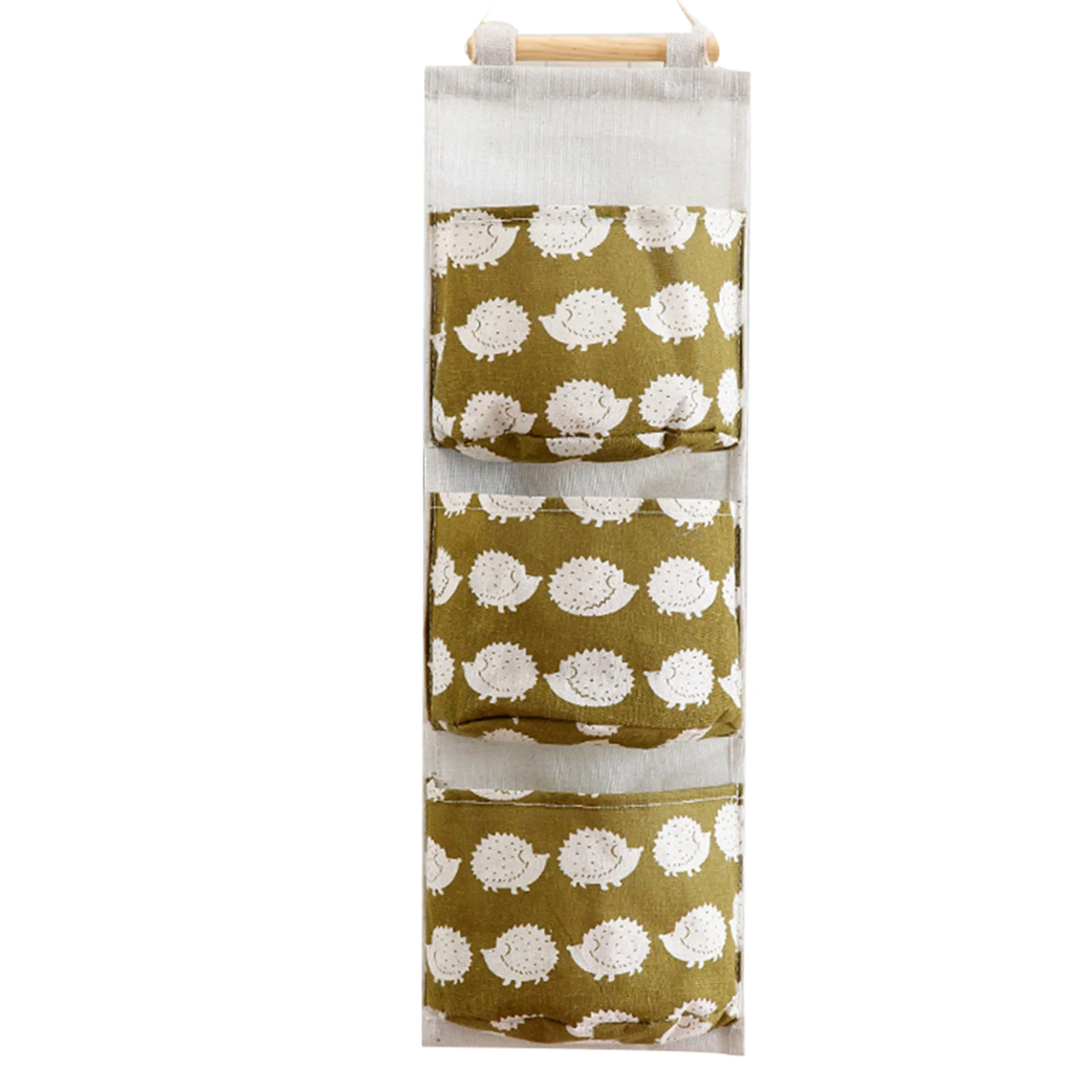 Wall Mounted Storage Bag with 3 Pockets Linen Fabric Waterproof Wall Door Closet Hanging Organizer for Bedroom Bathroom LBS