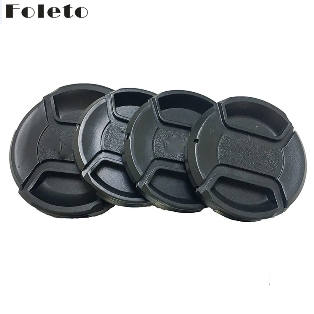 Foleto Camera Lens Cap Cover Snap On Center Pinch Lens Camera Protective 49 52 55 58 62 67 72 77 82mm for Canon Nikon Sony