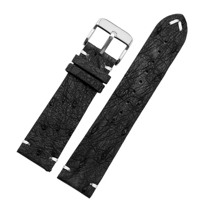 18mm 20mm 22mm Ultra-thin soft handmade ostrich leather black and green for water ghost watch strapsMen\'s and women\'s accessori