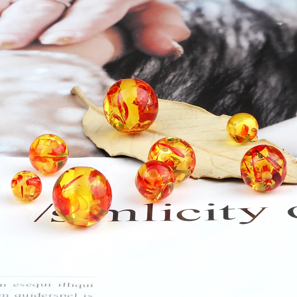 6/8/10/12mm Imitation Ambers Beads for Jewelry Making DIY Bracelet Necklace Round Loose Spacer Synthetic Stone Bead Accessories