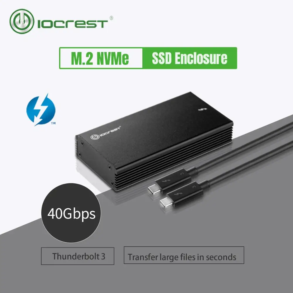 IOCREST Thunderbolt Certified Enclosure 3 40gbps M.2 NVME SSD for Laptop Desktop