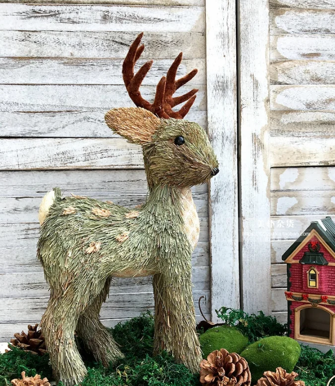 Straw Reindeer Elk,High Quality,Cothing Sen American Village Christmas Decoration,Wedding Gift Props,Photography,Shooting Prop