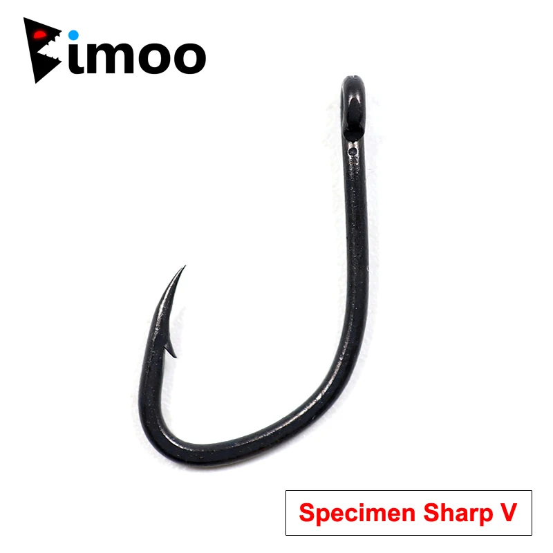 Bimoo 20pcs Coated Carp Fishing Hook Specimen Sharp Carp Rig Hooks Matt Black V Shape size 4 6 8