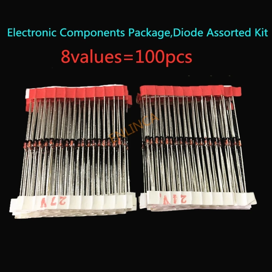 1N4148 1N4007 1N5819 1N5399 1N5408 1N5822 FR107 FR207,8values=100pcs,Electronic Components Package,Diode Assorted Kit