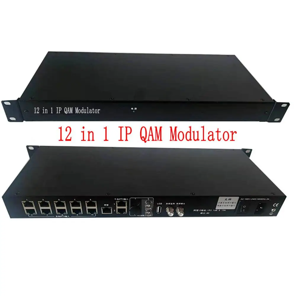 

12-channel IP/ASI QAM modulator Multicast RTP/UDP to RF DVB-C output Cable TV Digitizer