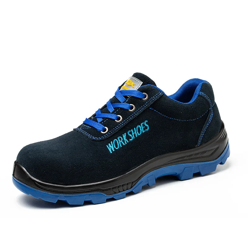 plus size men\'s casual steel toe caps shoes blue cow suede leather welding safety shoe tooling security work boots safe sneakers