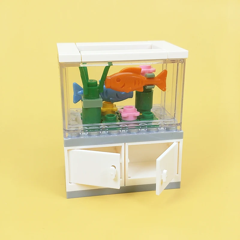 Klein Deeltje Bouwstenen Reptiel Huisdier Doos Vis Kreeft Sier Tank Creatieve Speelgoed Aquarium Modellering Scene Decoratie