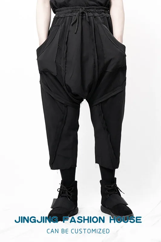 S-6XL!!New 2021 Men's Casual Pants Nine Cent Pants Harlan Pants Low Crotch Black Rough-trimmed Plenty Pants